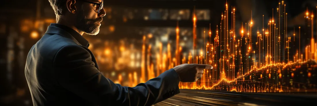 Data analytics and business intelligence dashboards on a wide display