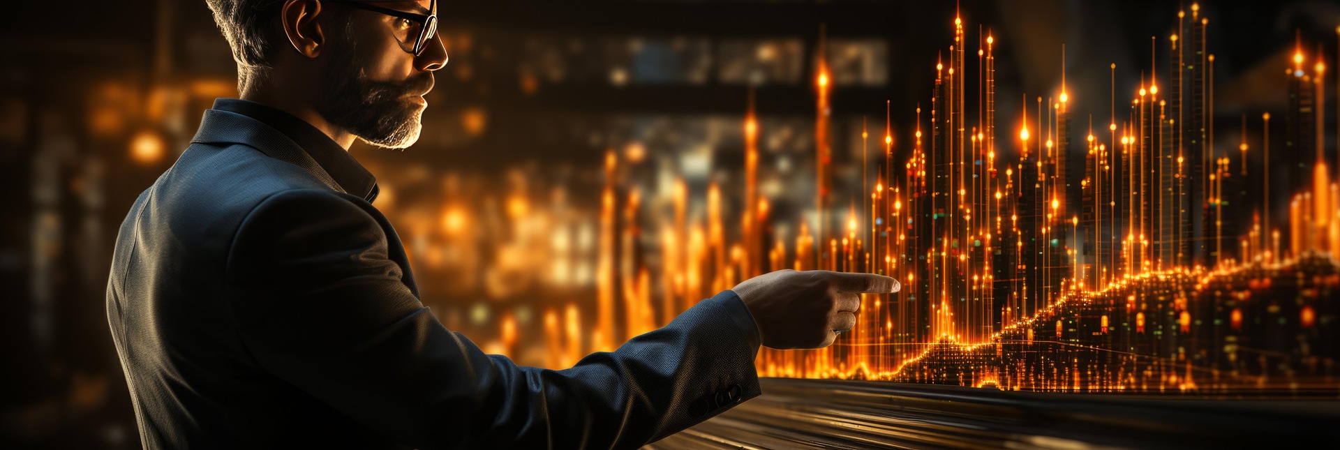 Data analytics and business intelligence dashboards on a wide display