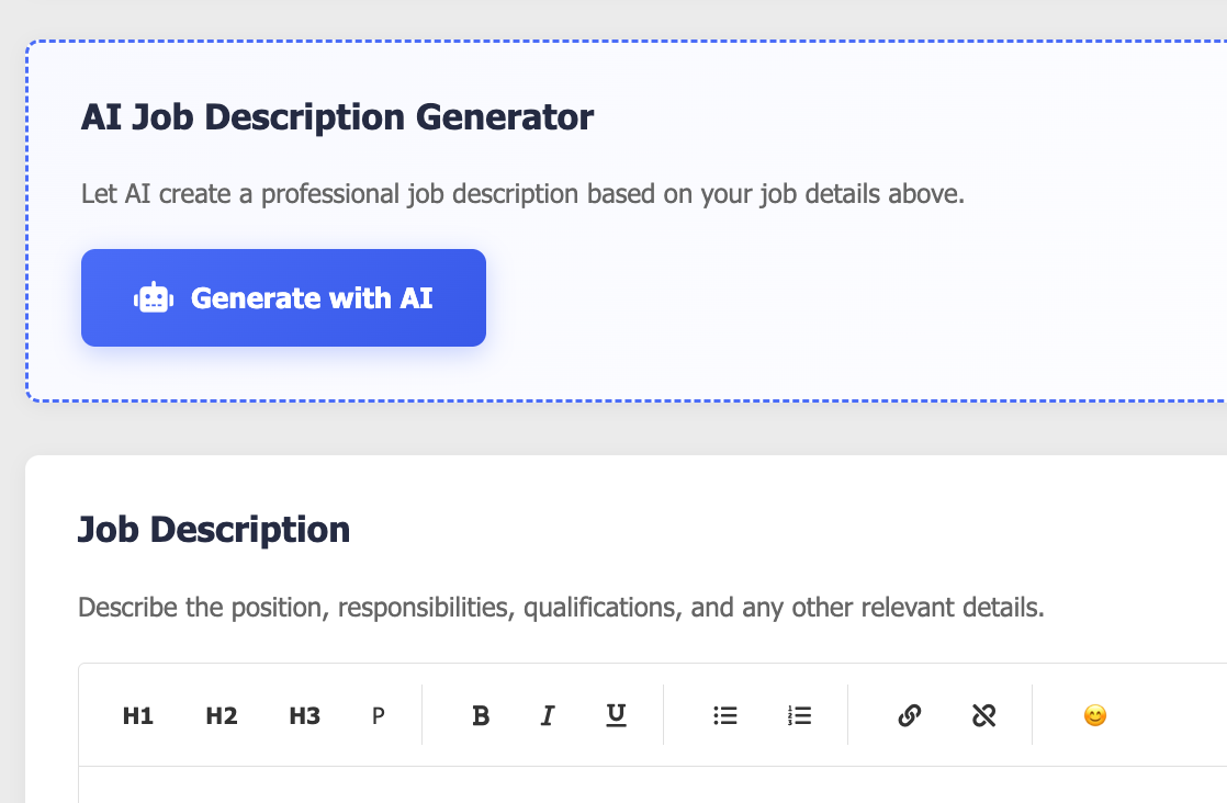 JobCraft in Canvider recruitment software: AI-assisted job description drafting aligned to your role and brand.